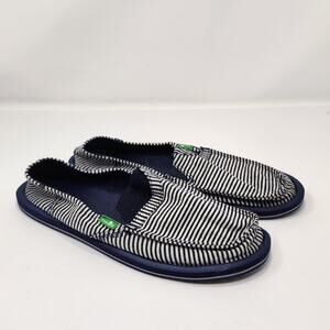 Sanuk Womens Pick Pocket Slip On Casual Shoes Loafers Size 7 Blue White Surfer